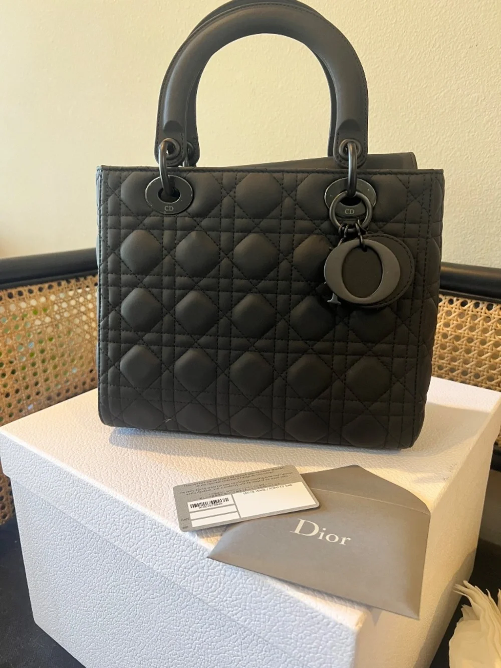 Medium Lady Dior Bag Black Ultramatte Cannage Calfskin